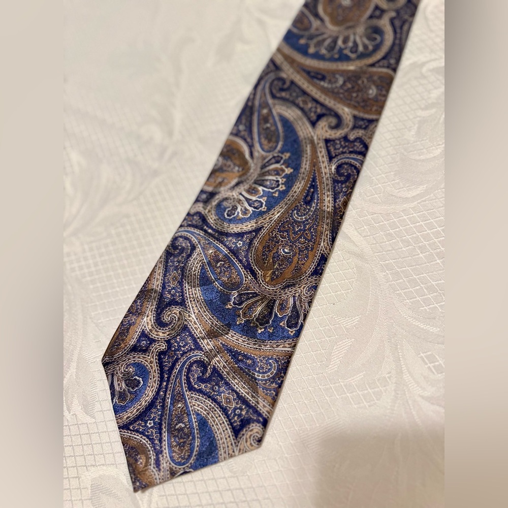 Alexander Lloyd Extra‑Long Paisley Tie 64” Blue Brown